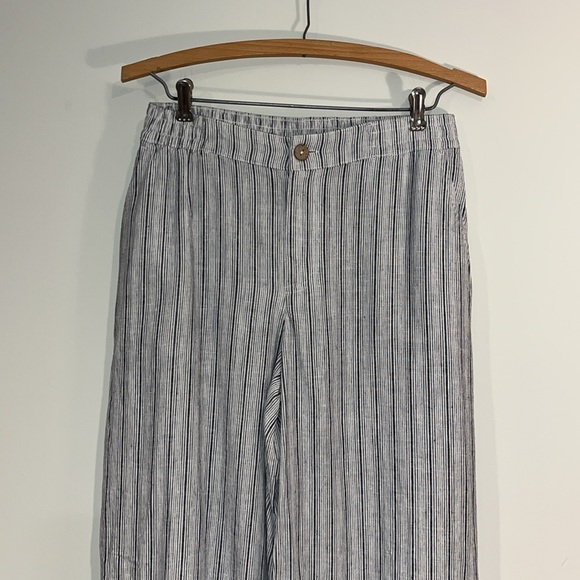 CARVE DESIGNS Blake Linen Pants Wide Leg Cropped Striped Women’s Small Pockets - Picture 2 of 8